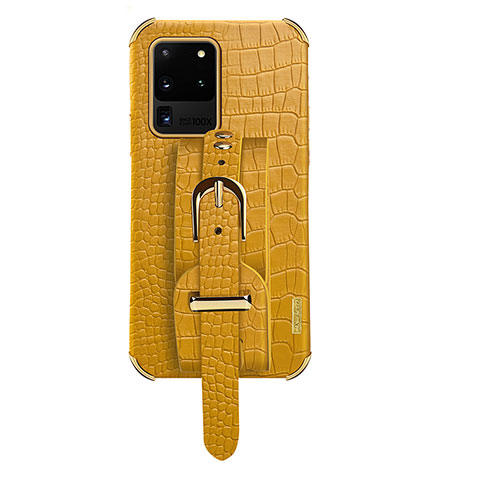 Funda Lujo Cuero Carcasa XD2 para Samsung Galaxy S20 Ultra Amarillo