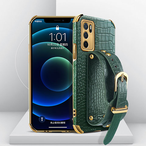 Funda Lujo Cuero Carcasa XD3 para Oppo A54s Verde