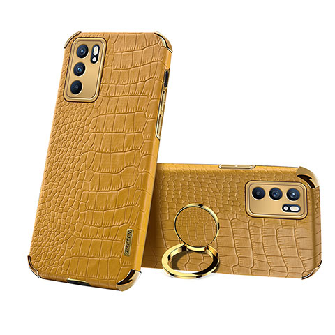 Funda Lujo Cuero Carcasa XD3 para Oppo Reno6 Pro 5G India Amarillo