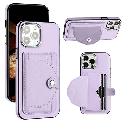 Funda Lujo Cuero Carcasa Y01B para Apple iPhone 14 Pro Max Purpura Claro