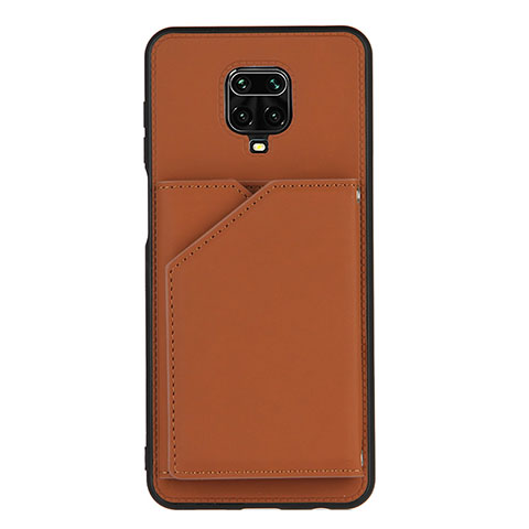 Funda Lujo Cuero Carcasa Y01B para Xiaomi Redmi Note 9 Pro Marron