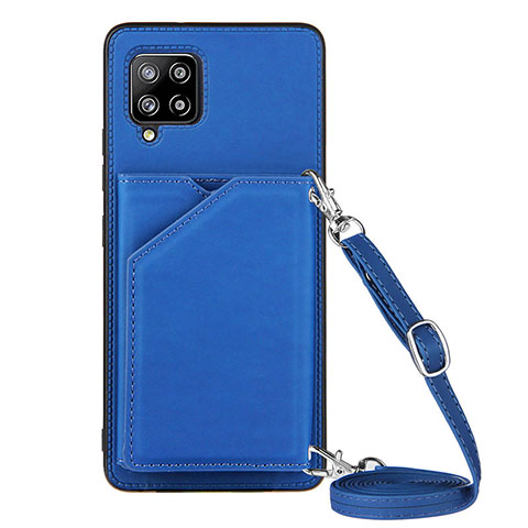 Funda Lujo Cuero Carcasa Y02B para Samsung Galaxy A42 5G Azul
