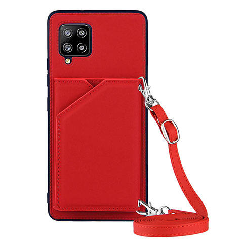 Funda Lujo Cuero Carcasa Y02B para Samsung Galaxy A42 5G Rojo