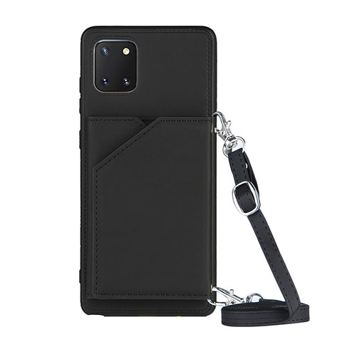 Funda Lujo Cuero Carcasa Y02B para Samsung Galaxy A81 Negro