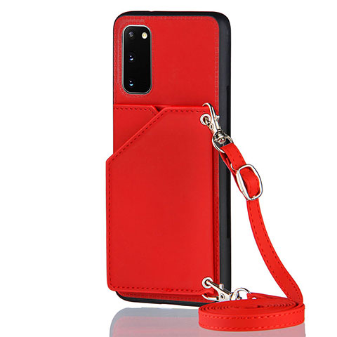 Funda Lujo Cuero Carcasa Y02B para Samsung Galaxy S20 5G Rojo