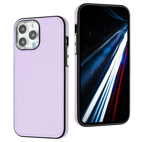 Funda Lujo Cuero Carcasa Y03B para Apple iPhone 14 Pro Purpura Claro