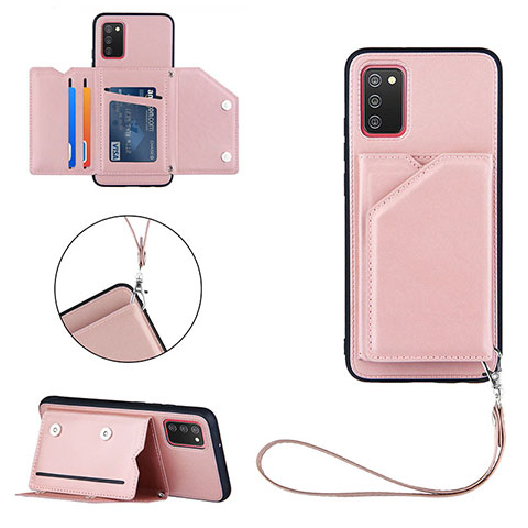 Funda Lujo Cuero Carcasa Y03B para Samsung Galaxy M02s Oro Rosa