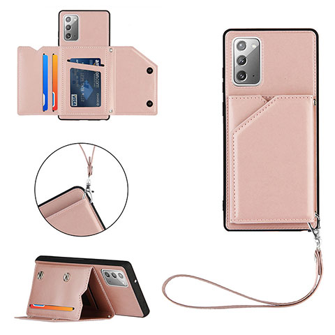 Funda Lujo Cuero Carcasa Y03B para Samsung Galaxy Note 20 5G Oro Rosa