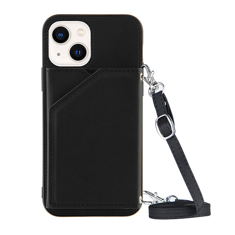 Funda Lujo Cuero Carcasa Y04B para Apple iPhone 13 Negro