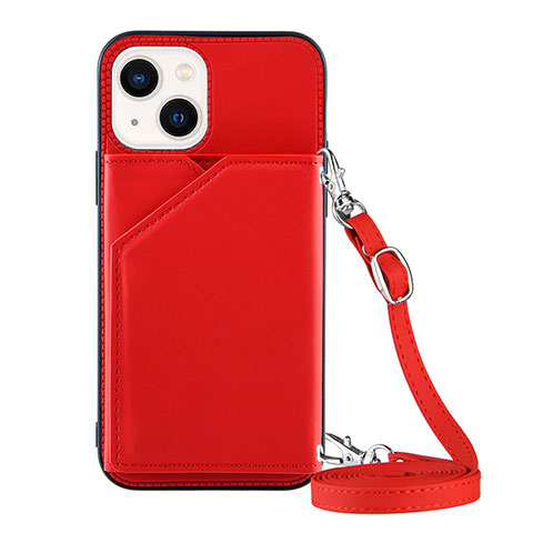 Funda Lujo Cuero Carcasa Y04B para Apple iPhone 13 Rojo