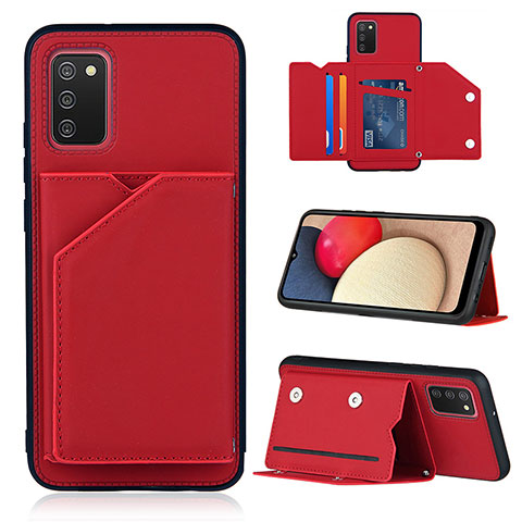 Funda Lujo Cuero Carcasa Y04B para Samsung Galaxy A02s Rojo