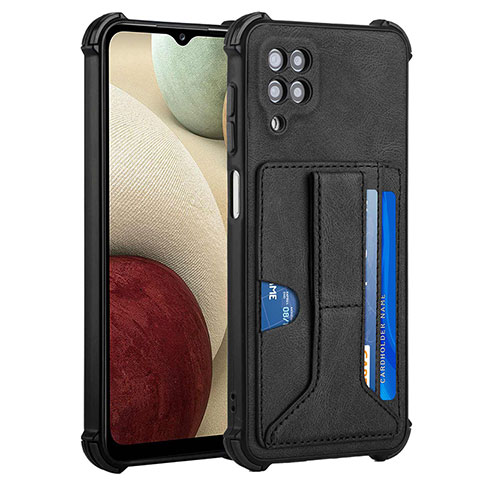 Funda Lujo Cuero Carcasa Y04B para Samsung Galaxy A12 Nacho Negro