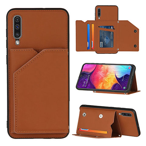 Funda Lujo Cuero Carcasa Y04B para Samsung Galaxy A50S Marron