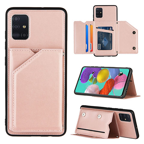 Funda Lujo Cuero Carcasa Y04B para Samsung Galaxy A51 5G Oro Rosa