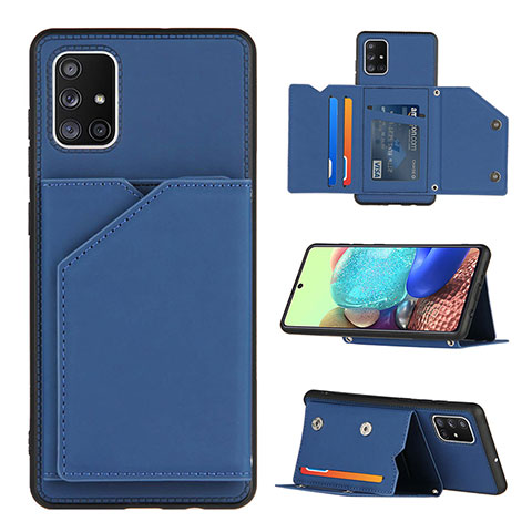 Funda Lujo Cuero Carcasa Y04B para Samsung Galaxy A71 5G Azul