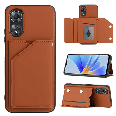 Funda Lujo Cuero Carcasa YB1 para Oppo A58 5G Marron