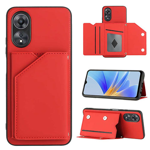 Funda Lujo Cuero Carcasa YB1 para Oppo A78 5G Rojo