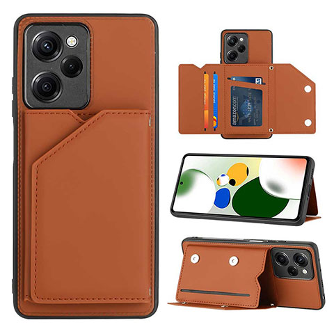 Funda Lujo Cuero Carcasa YB1 para Xiaomi Poco X5 Pro 5G Marron