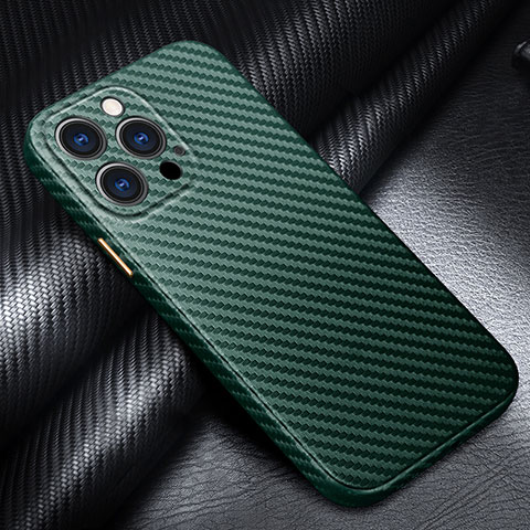 Funda Lujo Fibra de Carbon Carcasa Twill para Apple iPhone 13 Pro Max Verde