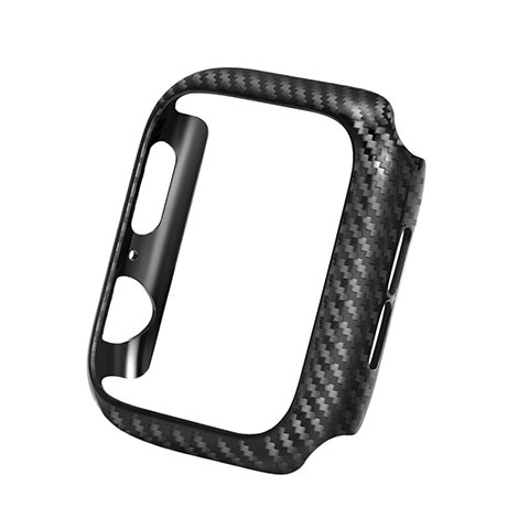 Funda Lujo Fibra de Carbon Carcasa Twill para Apple iWatch 5 44mm Negro