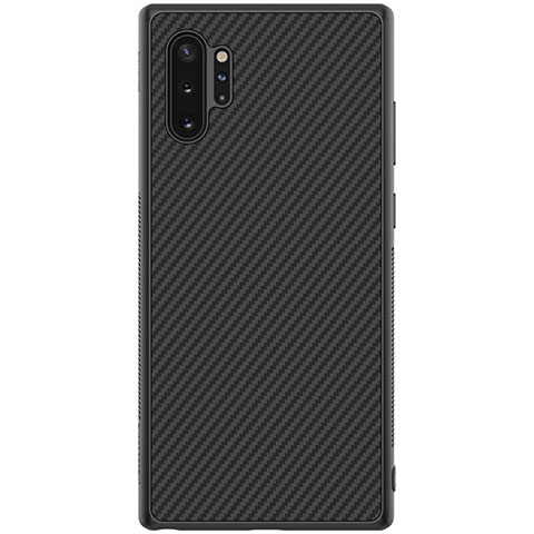 Funda Lujo Fibra de Carbon Carcasa Twill para Samsung Galaxy Note 10 Plus 5G Negro