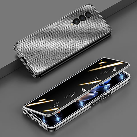 Funda Lujo Marco de Aluminio Carcasa 360 Grados P01 para Samsung Galaxy Z Fold4 5G Gris