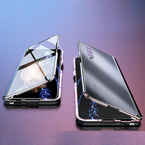 Funda Lujo Marco de Aluminio Carcasa 360 Grados P02 para Samsung Galaxy Z Fold4 5G Negro