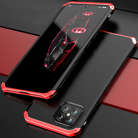 Funda Lujo Marco de Aluminio Carcasa 360 Grados para Huawei Nova 8 SE 5G Rojo y Negro