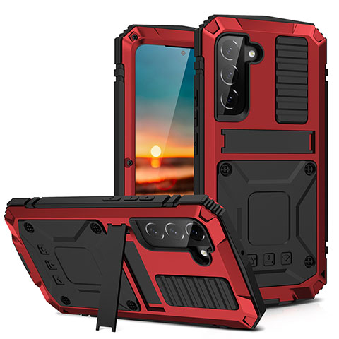 Funda Lujo Marco de Aluminio Carcasa 360 Grados para Samsung Galaxy S21 5G Rojo