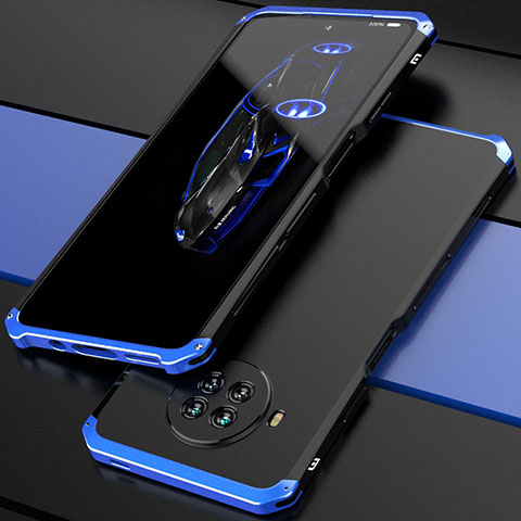 Funda Lujo Marco de Aluminio Carcasa 360 Grados para Xiaomi Mi 10T Lite 5G Azul y Negro