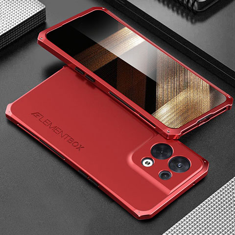 Funda Lujo Marco de Aluminio Carcasa 360 Grados para Xiaomi Redmi Note 13 5G Rojo