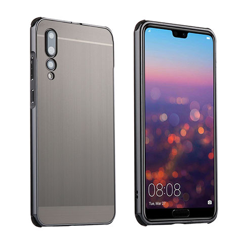 Funda Lujo Marco de Aluminio Carcasa A01 para Huawei P20 Pro Gris