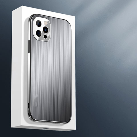 Funda Lujo Marco de Aluminio Carcasa M01 para Apple iPhone 13 Pro Max Plata