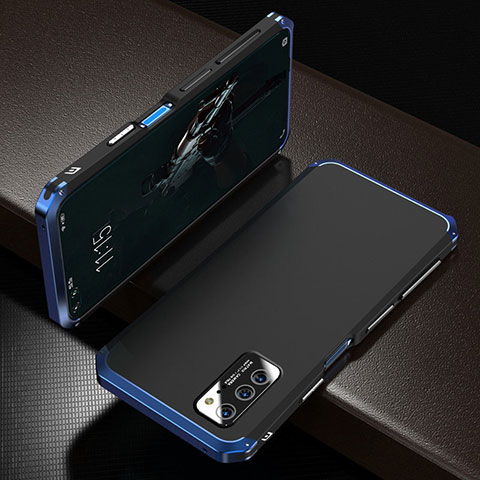Funda Lujo Marco de Aluminio Carcasa M01 para Huawei Honor View 30 5G Azul y Negro