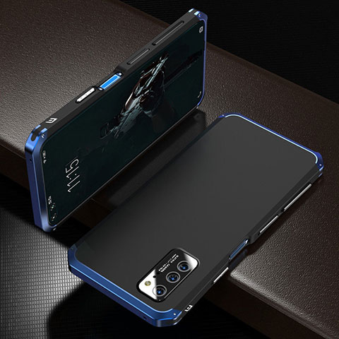 Funda Lujo Marco de Aluminio Carcasa M01 para Huawei Honor View 30 Pro 5G Azul y Negro