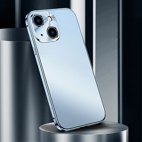 Funda Lujo Marco de Aluminio Carcasa M02 para Apple iPhone 14 Plus Azul