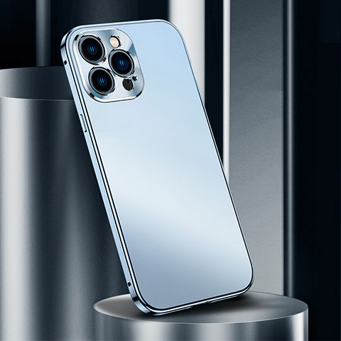 Funda Lujo Marco de Aluminio Carcasa M03 para Apple iPhone 13 Pro Max Azul