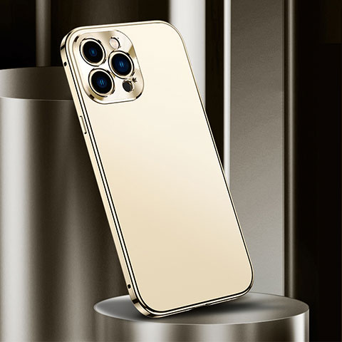 Funda Lujo Marco de Aluminio Carcasa M03 para Apple iPhone 13 Pro Max Oro