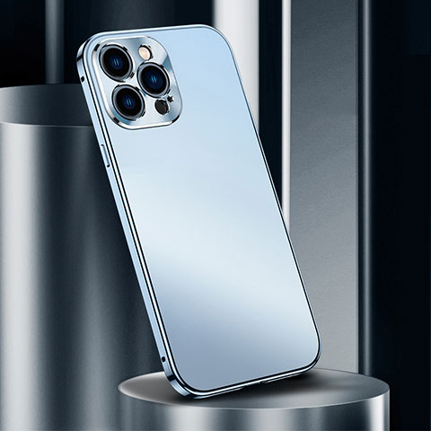 Funda Lujo Marco de Aluminio Carcasa M03 para Apple iPhone 15 Pro Azul