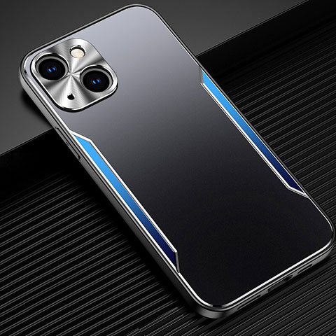 Funda Lujo Marco de Aluminio Carcasa M05 para Apple iPhone 14 Plus Azul