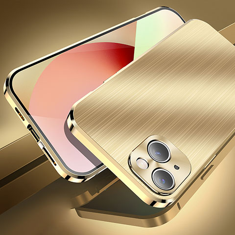Funda Lujo Marco de Aluminio Carcasa M06 para Apple iPhone 13 Mini Oro