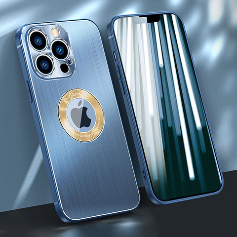 Funda Lujo Marco de Aluminio Carcasa M08 para Apple iPhone 13 Pro Azul