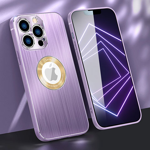 Funda Lujo Marco de Aluminio Carcasa M08 para Apple iPhone 13 Pro Max Morado