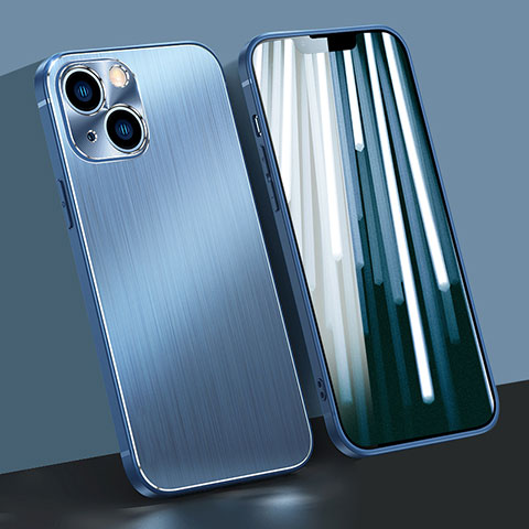 Funda Lujo Marco de Aluminio Carcasa M09 para Apple iPhone 14 Plus Azul