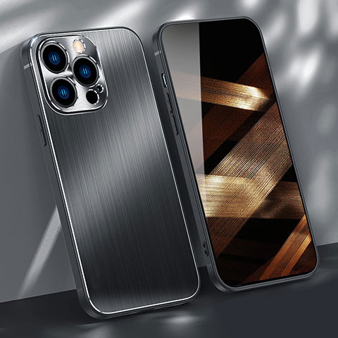 Funda Lujo Marco de Aluminio Carcasa M09 para Apple iPhone 14 Pro Max Negro