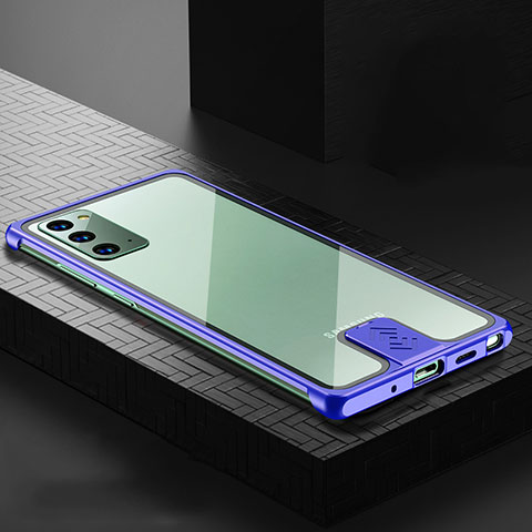 Funda Lujo Marco de Aluminio Carcasa N03 para Samsung Galaxy Note 20 5G Azul