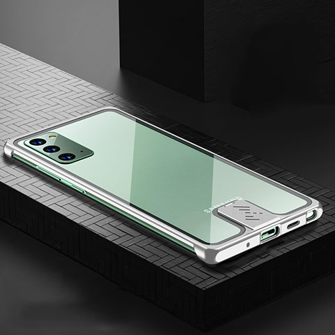 Funda Lujo Marco de Aluminio Carcasa N03 para Samsung Galaxy Note 20 5G Plata