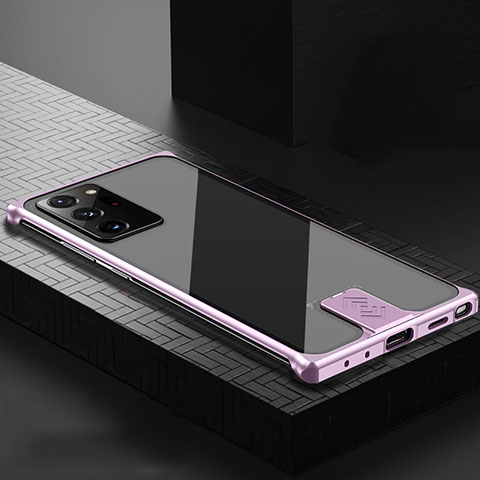Funda Lujo Marco de Aluminio Carcasa N04 para Samsung Galaxy Note 20 Ultra 5G Oro Rosa