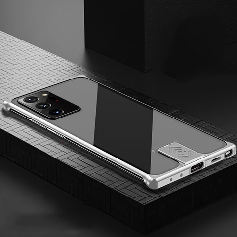 Funda Lujo Marco de Aluminio Carcasa N04 para Samsung Galaxy Note 20 Ultra 5G Plata