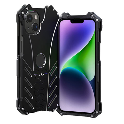 Funda Lujo Marco de Aluminio Carcasa P01 para Apple iPhone 14 Plus Negro